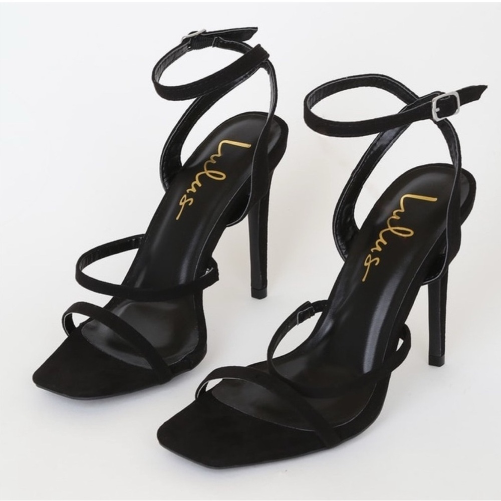 NWOT Leticiya Black Suede Ankle-Strap high heel Sandals size 7.5 - Picture 1 of 4